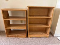 Both bookcases front view showing shelf configuration and size relation