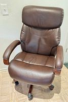 Front view of La-Z-Boy brown leather office chair