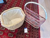 Both baskets top view showing overall shapes, liner, handle