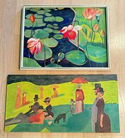 Both paintings side by side on floor
