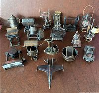 all 17 die-cast miniature pencil sharpeners arranged for overview
