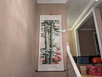 Full view of hanging scroll on wall