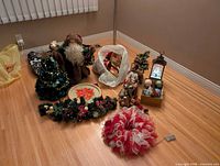 Group shot of all Christmas decor items on floor