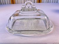Butter dish assembled showing embossed tree design