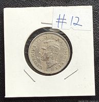 Obverse of 1948 one shilling coin showing King George VI