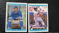 Front view of both Donruss 1992 baseball cards, Kevin Mitchell and Dave Valle