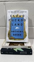 Front cover of Cloud Cuckoo Land stacked on two other novels