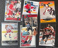 All six Chris Chelios cards laid out for overview