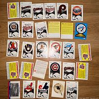 Array of cards laid out showing fronts for identification