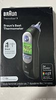 Front of sealed Braun ThermoScan 7 retail box