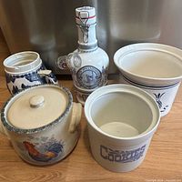 All five ceramic and stoneware items grouped together