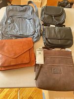 Group shot of all five bags on table