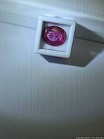 Loose oval ruby in plastic gemstone case