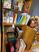 Cabinet with binders, folders, magazine files, geometric storage boxes
