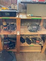 Front view of full shelving unit with three shelves