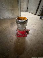 Overall view of cast iron hydrant/standpipe adapter showing flange base and threaded connection