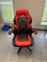 Front view of black and red Emerge gaming chair showing overall design and condition