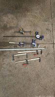 Overhead view of all bar clamps on floor