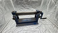 Overall view of 12" slip roll with hand crank installed
