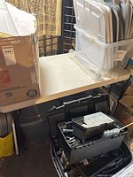 Tabletop surface with surrounding items indicating material and size