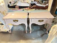 pair of pink French Provincial side tables