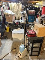 Full view of Reliable G4 standing garment steamer with pole, hose and wand