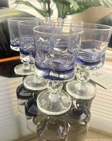 Six sommerso goblets grouped on table