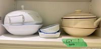 Shelf view showing all casserole dishes and ramekins