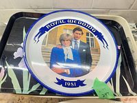 Round Royal Wedding tray atop rectangular floral tray