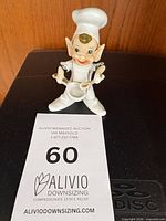 front view of ceramic chef elf figurine