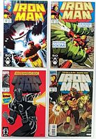 Front covers of all four Iron Man issues in sleeves