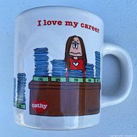 Front view showing Cathy graphic and text
