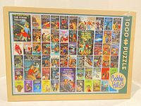 Front of Cobble Hill puzzle box showing Hardy Boys book cover collage and 1000-piece label