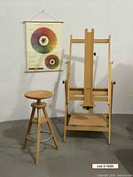 Easel, stool and colour chart full view