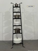 Full view of stand with all six cookware pieces in place