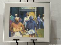 Full view of framed pastel artwork with mat and frame