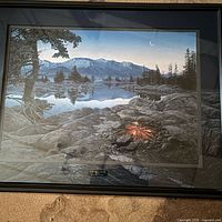 Front view of framed print showing complete artwork, frame, and glazing