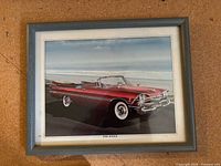 1959 Dodge convertible framed print with blue-gray frame and white mat