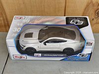 Front angle of boxed Maisto 1:18 2020 Mustang Shelby GT500