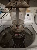 Front view of Coleman brown Easi-Lite lantern showing overall condition
