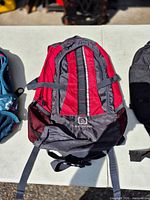 Outbound red/gray backpack front view