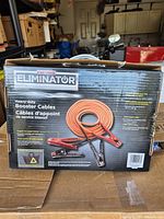 Box front showing Motomaster Eliminator booster cables set