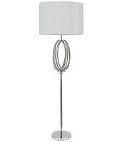 Full view of chrome floor lamp against plain background