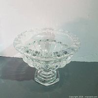 Pressed glass pedestal bowl front view