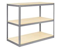Stock image of three-shelf metal and wood rack