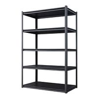 Full view of black 5-tier metal shelf