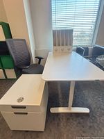 Desk, chair, rolling file cabinet, organizer