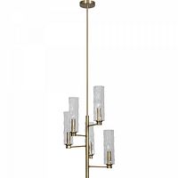 Renwil Dixon pendant light showing full fixture with brass finish and five glass shades