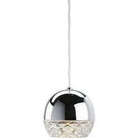Stock image of Nuevo Quartz pendant light showing chrome and glass design