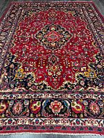 Full view of the rug showing overall pattern and borders